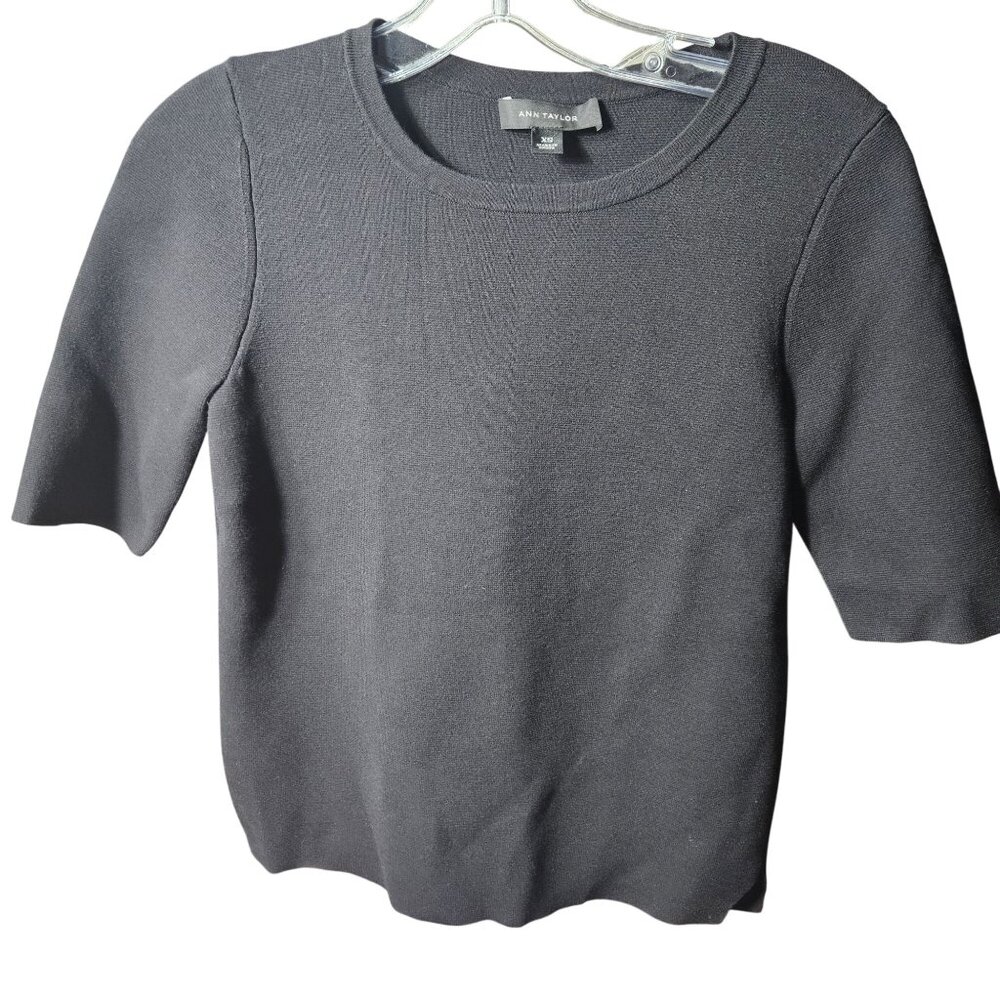 Ann Taylor Womens Black Knit Top Size XS Viscose & Polyester Blend